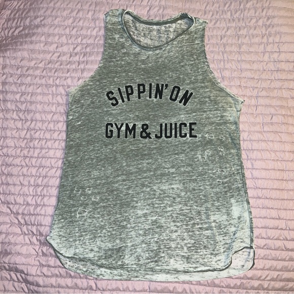 Distressed “Gym and Juice” Muscle Shirt S - Picture 1 of 9